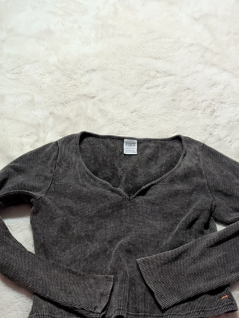 Pink Grey Ribbed V-Neck Women's Sweater‎